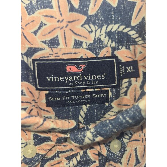 Vineyard Vines Mens Slim Fit Tucker Shirt XL Floral Pattern Short Sleeves - Picture 5 of 6